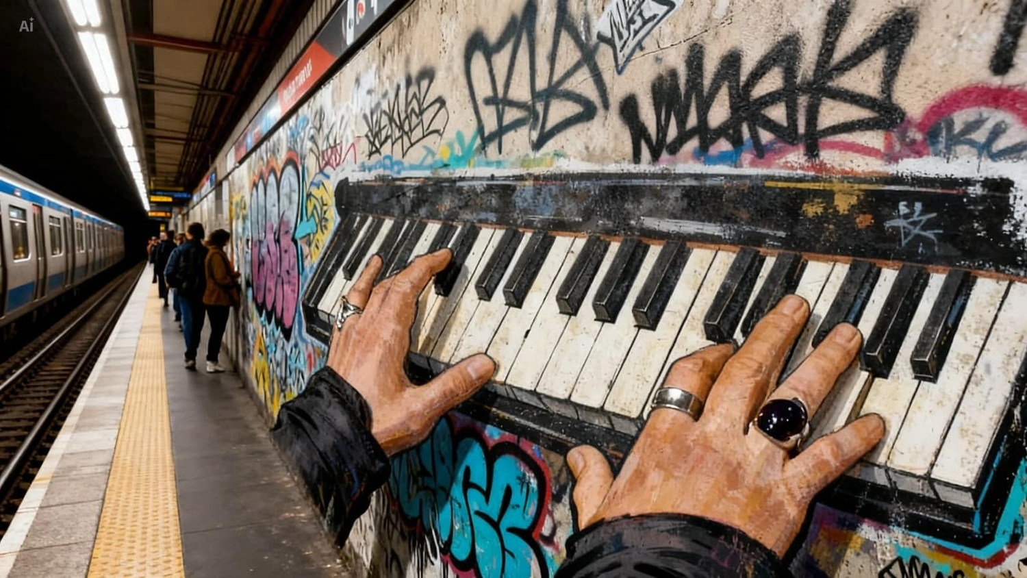 SarTorius – Musiker,Künstler, Sänger, Pianist – Gemälde eines Mannes am Klavier